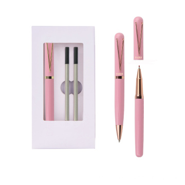 Pink Color Personalized Pen Set Custom Logo Luxus Roller -Ballstifte mit Geschenkbox für geschäftliche Jubiläumsgeschenke